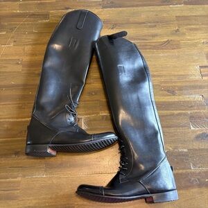 Der-Dau Field Boots Black Leather 6 1/2 Custom Tall Equestrian Ridding Boots